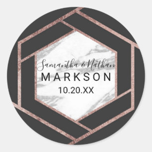 Stickers Hexagon Rose en marbre moderne