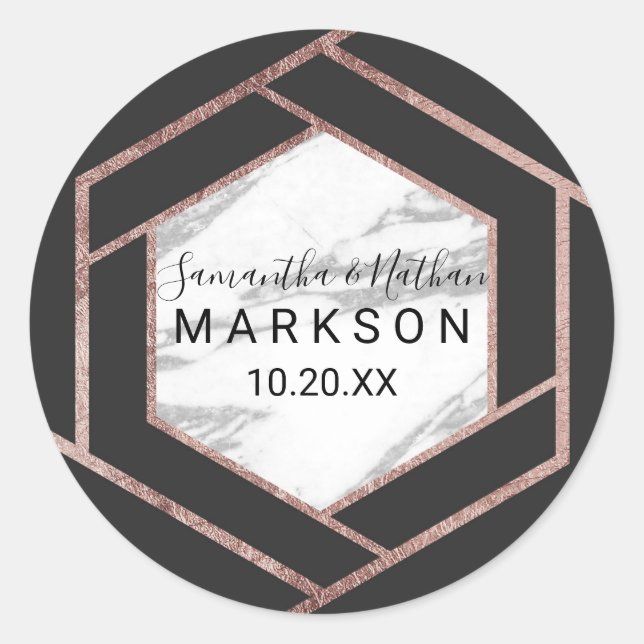 Stickers Hexagon Rose en marbre moderne (Devant)
