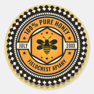 Stickers Hexagon Scalloped Orange Black Honey Jar