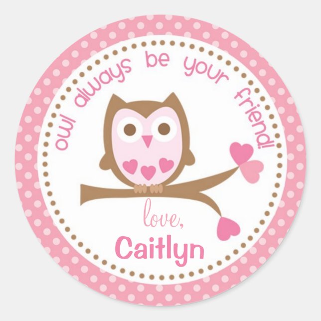 Stickers hibou Valentine rose Soyez toujours votre (Devant)