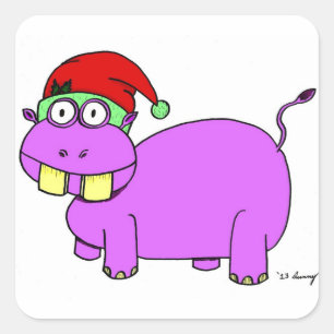 Stickers Hippo de Noël - Série de 20