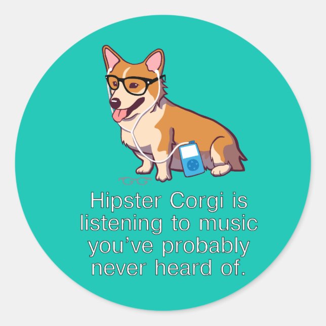 Stickers Hipster Corgi (Devant)