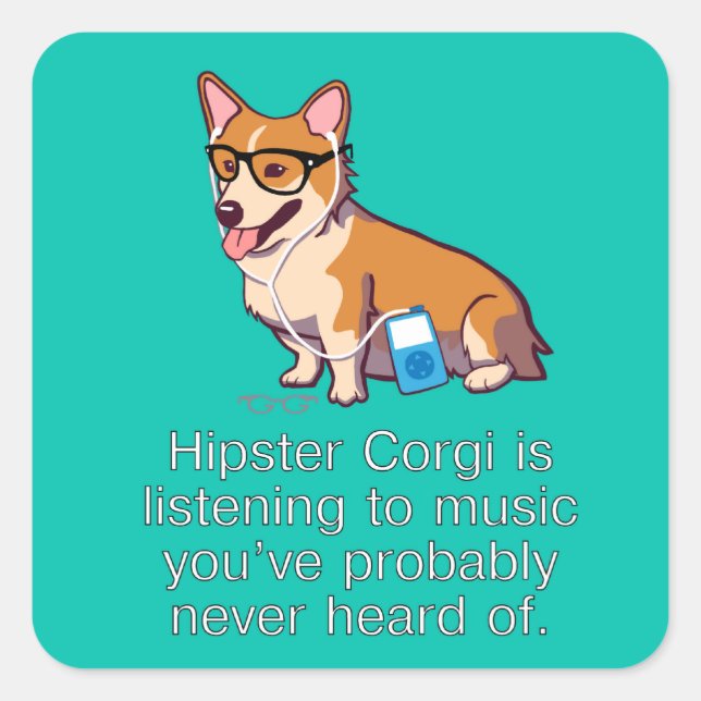 Stickers Hipster Corgi (Devant)