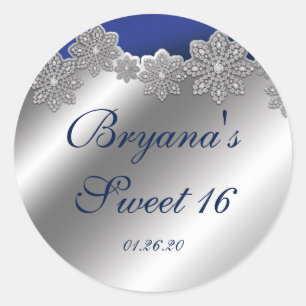 Stickers hiver Silver & Blue Crystal Snowflake