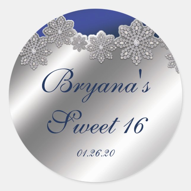 Stickers hiver Silver & Blue Crystal Snowflake (Devant)