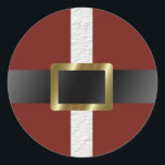 Stickers Ho Ho Christmas<br><div class="desc">Dans un rouge vif et paré de fourrure blanche, cet autocollant évoque un vieux camarade du Pôle Nord. Compléter le look est une ceinture en cuir vernis noir avec une boucle en laiton brillante. Utilisez ces stickers mignons comme sceau sur toute votre correspondance de vacances pour une touche festive. À...</div>