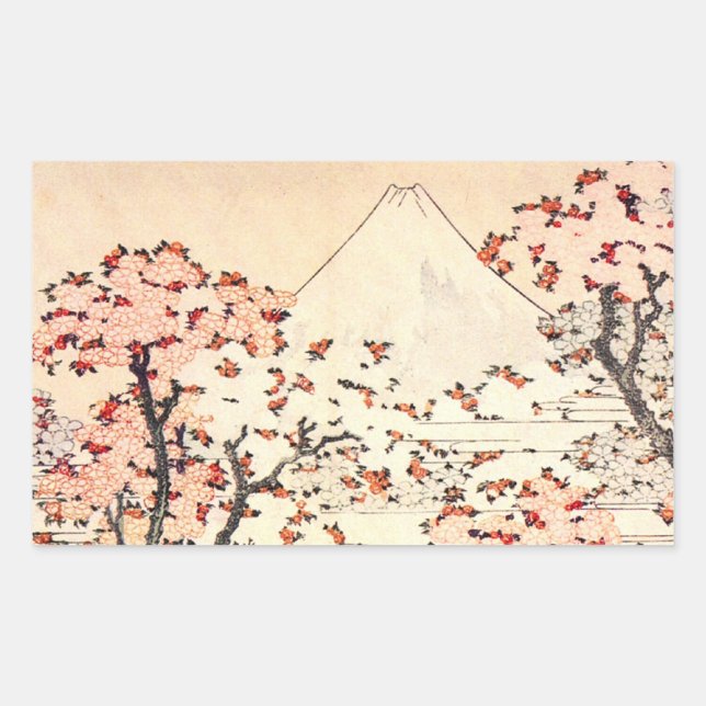 Stickers Hokusai Mount Fuji Cerry Blossoms (Devant)