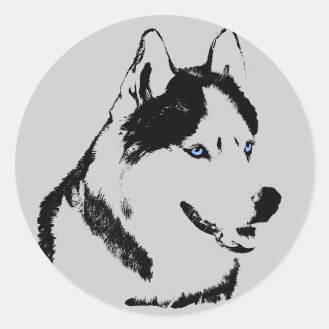 Stickers Husky Siberian Husky Stickers Malamute (Devant)