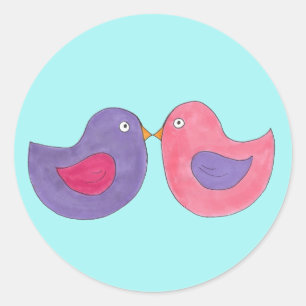 Stickers Inséparables Lovebirds rose/violet