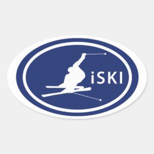 Stickers "iSKI" Oval Skier Mountain Tag