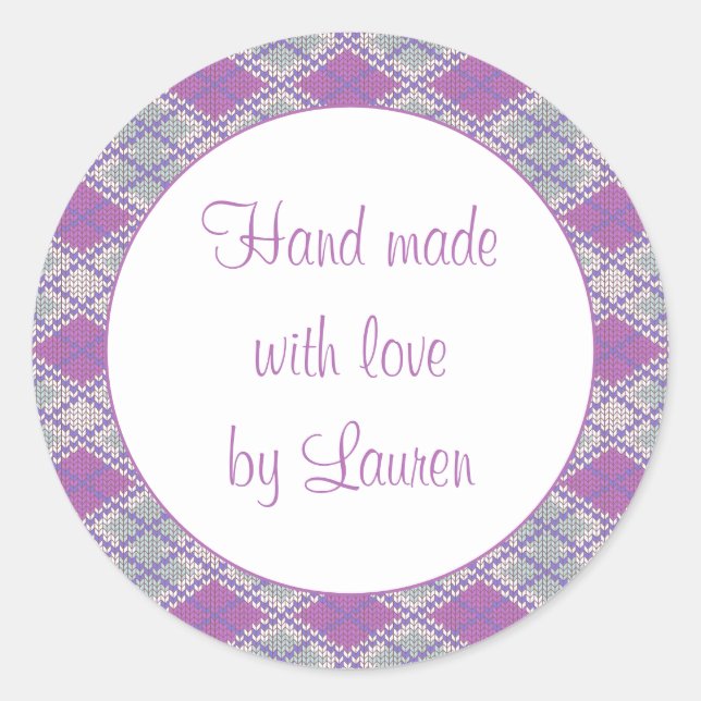 Stickers "JACQUARD" 3" ronds LILAC (Devant)