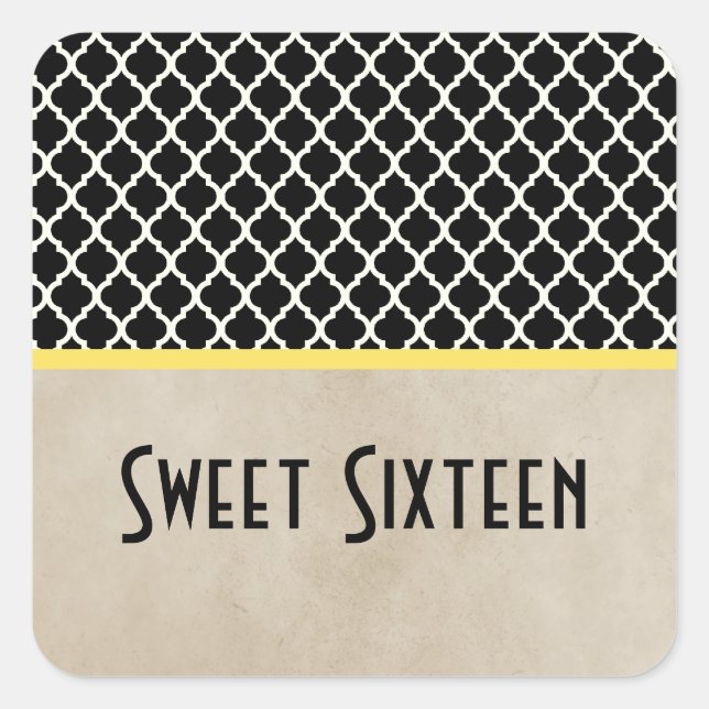 Stickers Jaune Chic Quatrefoil Sweet 16 (Devant)