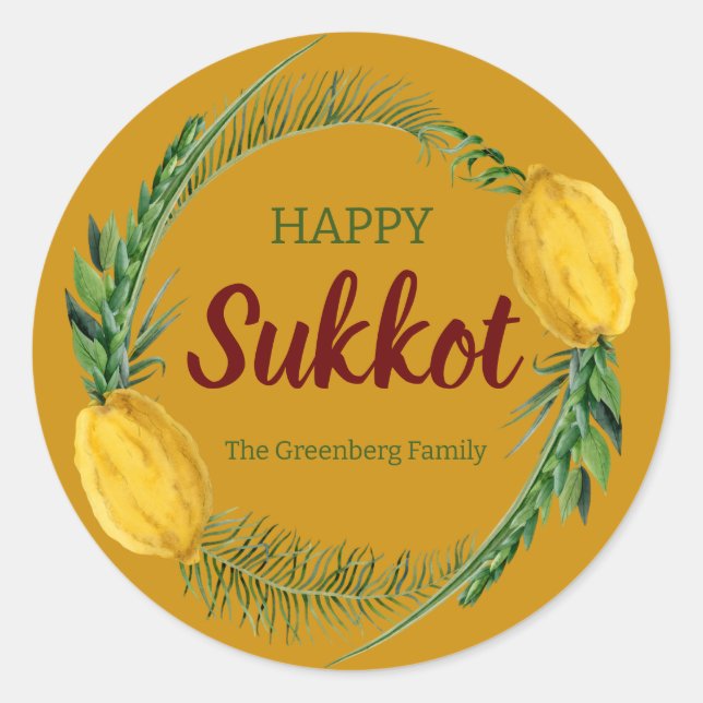 Stickers Jaune Sukkot Lulav (Devant)