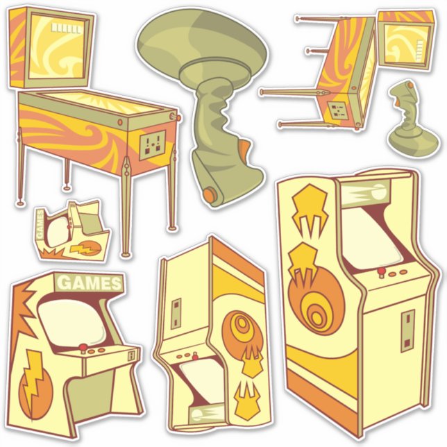 Stickers Jeu d'Icônes de Jeu Rétro (Devant)