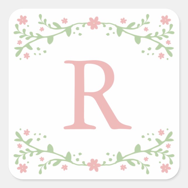 Stickers Joli en Monogramme Rose Floral (Devant)