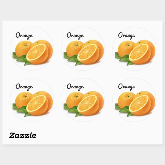 Stickers Joli Fruit Orange Dessins amusants École (Feuille)
