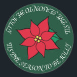 Stickers Jolly Christmas Red Poinsettia<br><div class="desc">Un poinsettia rouge vif orne cet autocollant festif. Utilisez ces autocollants pour Noël,  les fêtes,  sur l'artisanat,  les enveloppes,  etc... Le design est de l'art original.</div>