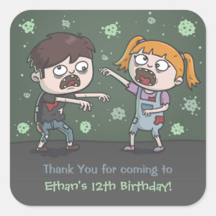 Stickers Jour d'Anniversaire Cute Zombie Enfants H