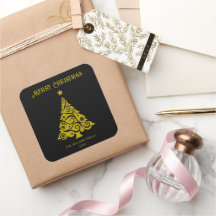 Stickers Joyeux Arbre de Noël noir