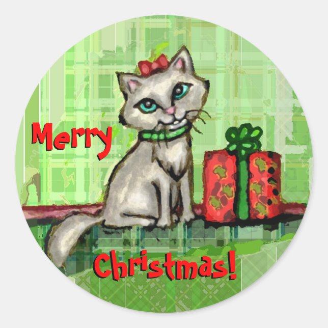 Stickers Joyeux chat Noël (Devant)