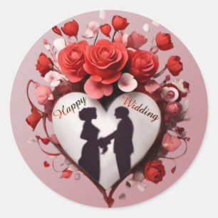 Stickers Joyeux Classic Round Mariage