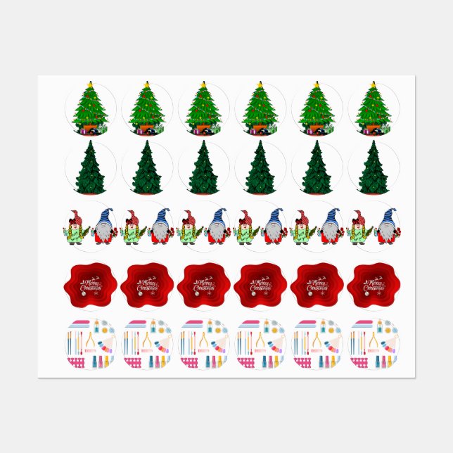 Stickers joyeux feu de Noël (Feuille)