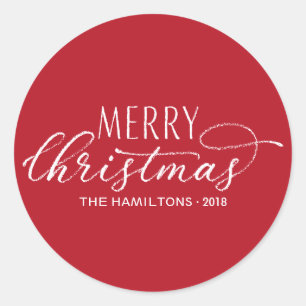 Stickers Joyeux Noël moderne Rouge blanc Lettré