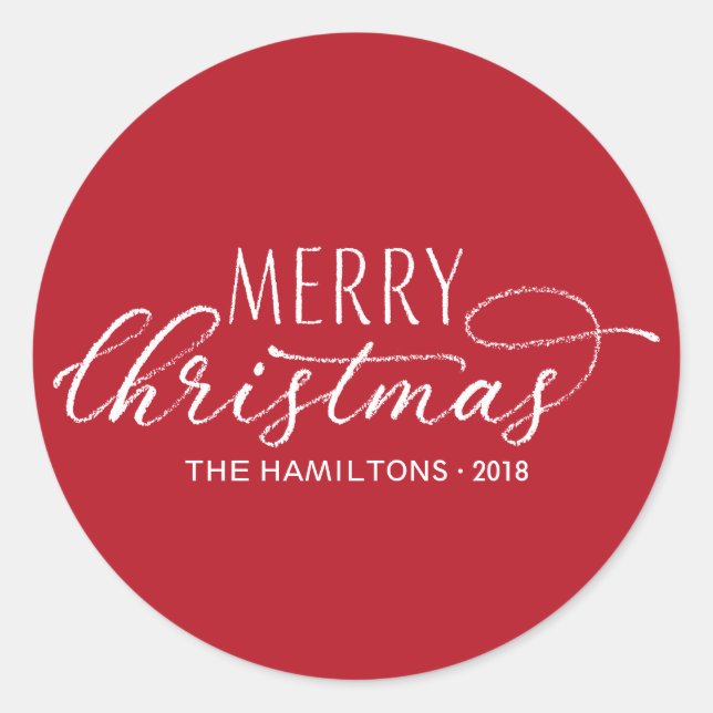 Stickers Joyeux Noël moderne Rouge blanc Lettré (Devant)
