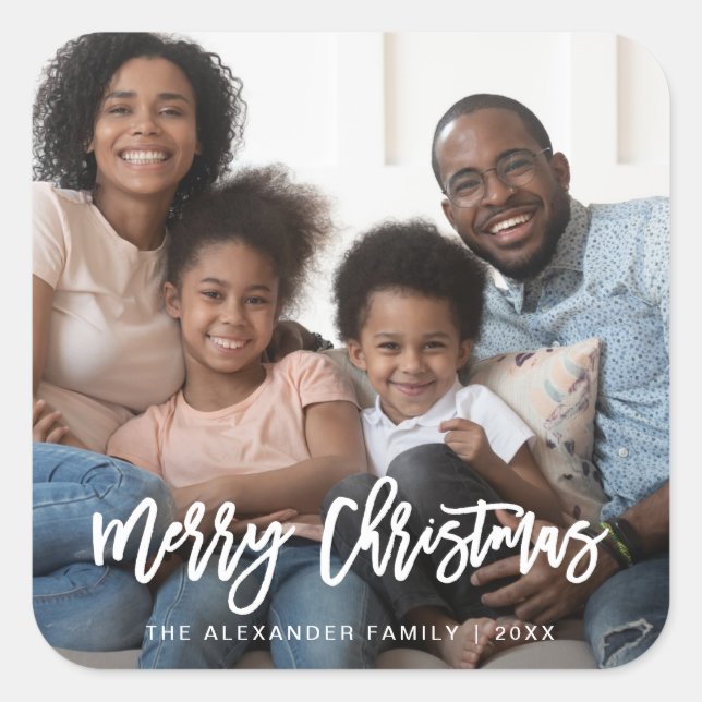 Stickers Joyeux Noël photo et année typographie (Devant)