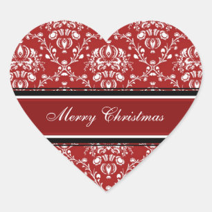 Stickers Joyeux Noël Red White Damask
