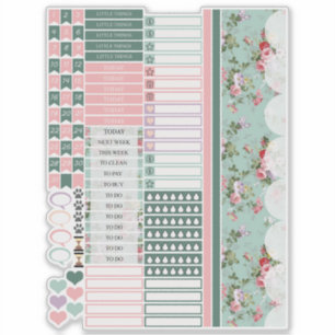Stickers Joyeux Planner Fleurs Roses