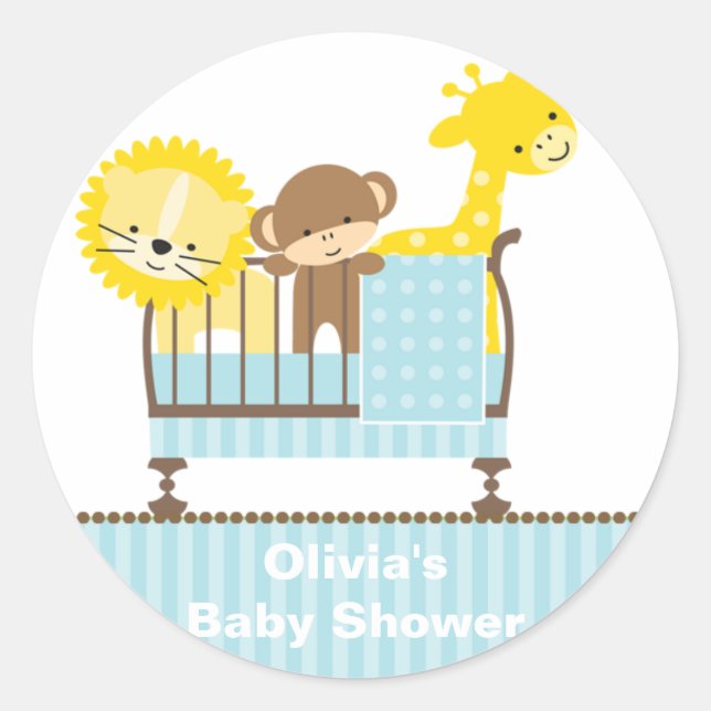 Stickers Jungle Animaux dans un lit d'enfant (bleu (Devant)