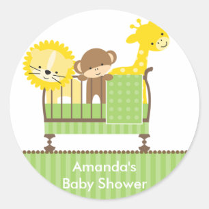 Stickers Jungle Animaux dans un lit d'enfant (vert