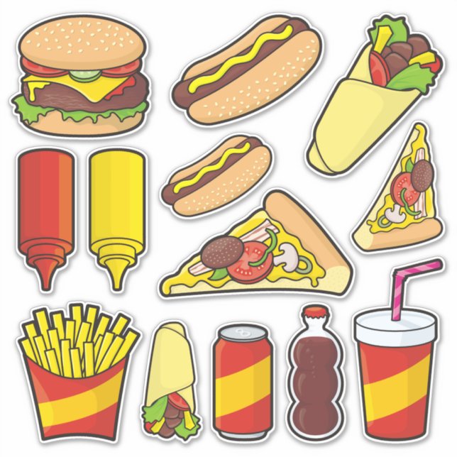 Stickers Junk Food Icon Set (Devant)