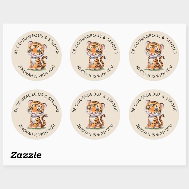 Stickers JW ronds pour enfants, soyez courageux et (Feuille)