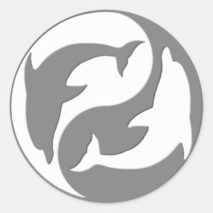 Stickers Jyin Yang Dolphins Gris Et Blanc