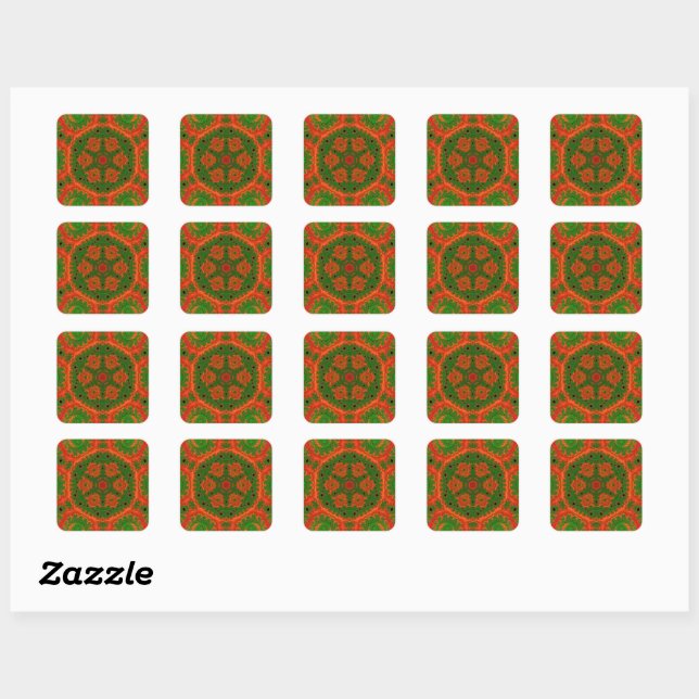 Stickers Kaleidoscope orange et vert (Feuille)