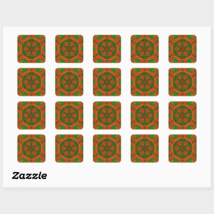 Stickers Kaleidoscope orange et vert