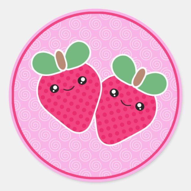 Stickers Kawaii aux fraises de Yummy (Devant)