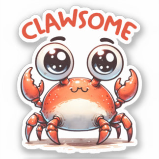 Stickers Kawaii Crab Drôle Clawsome