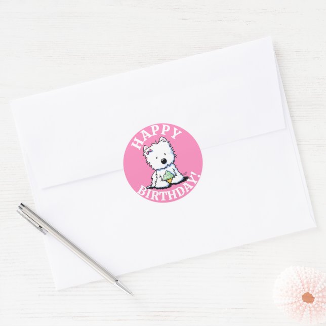Stickers KiniArt Westie ANNIVERSAIRE (Enveloppe)
