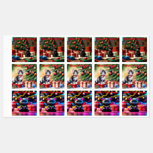 Stickers Kitten de voeux de Noël personnalisés.