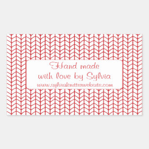 Stickers KNIT DE LIGNE ROUGE Rectangle "Mains Made