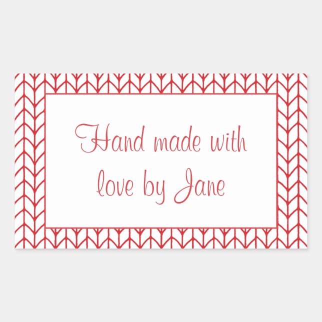 Stickers KNIT DE LIGNE ROUGE Rectangle "Mains Made (Devant)