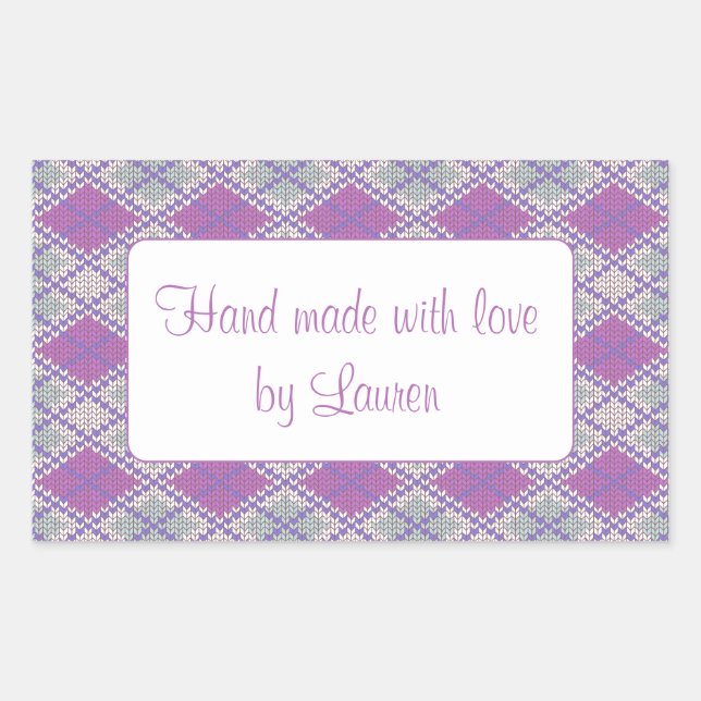 Stickers KNIT JACQUARD LILAC Rectangle "Mains Made (Devant)
