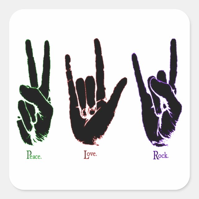 Stickers Langue des Signes Rock Peace Love (Devant)