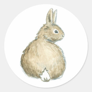 Stickers lapin en aquarelle bois