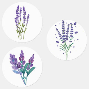 stickers lavande aquarelle fleurs herbes bouquet