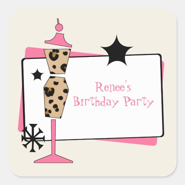 Stickers Leopard & Robe Rose Anniversaire (Devant)