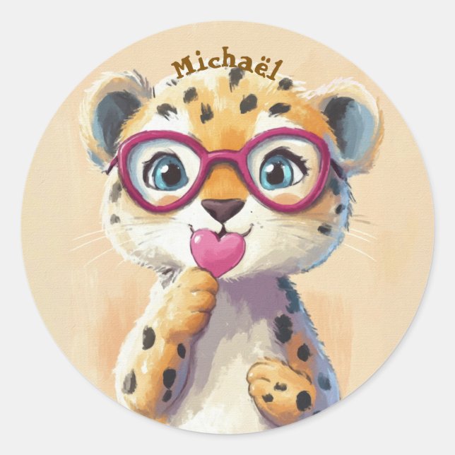 Stickers Leopard Valentine's Day Kids School (Devant)